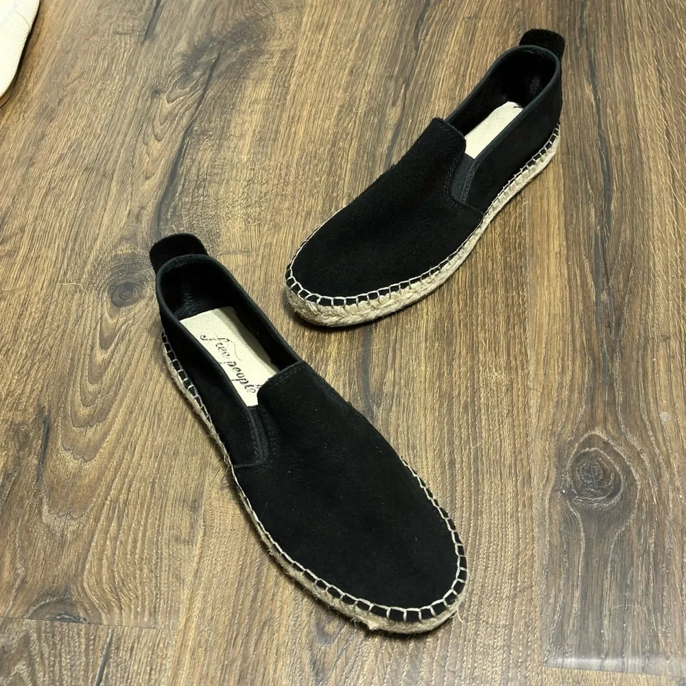 Free People black suede espadrilles size 8